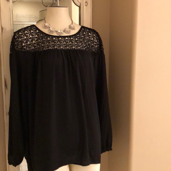 Ann Taylor Tops - SALE💞Ann Taylor crochet trim black elegant top